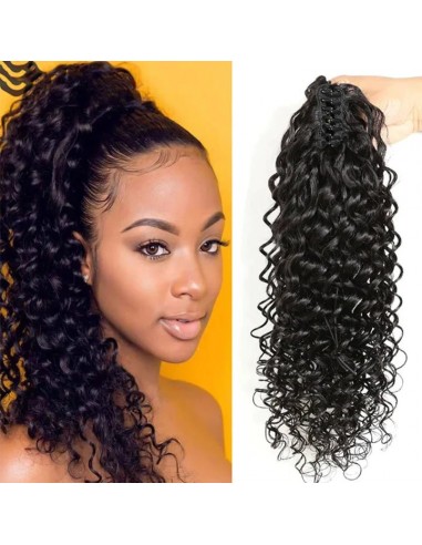 Cola de caballo de cola negra con alicates naturales Remy Hair Deep Wave les ctes