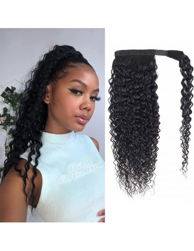 Horseshoe Ponytail Black Magic Ribbon Remy Hair Afro Curly les ligaments