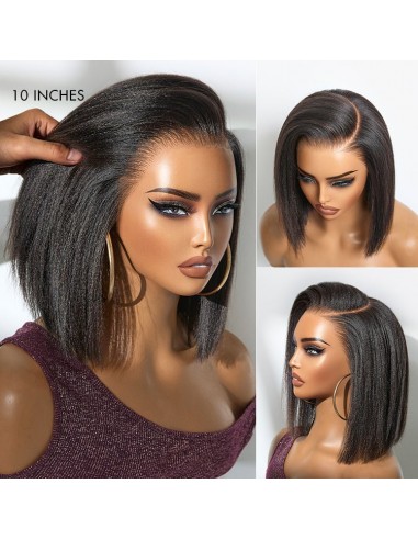 Perruque Miami Hair Flex | Bob Court Naturel Yaki / Lisse Sans Colle, Frontal HD Lace 13x5, Oreille à Oreille les ctes