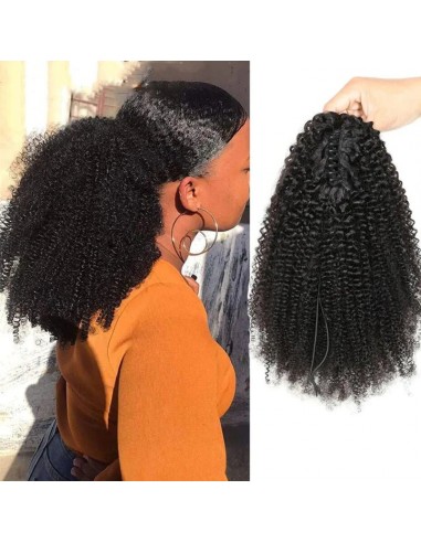 Zwarte paardenstaart paardenstaart met natuurlijke tang remy haar afro krullend la colonne vertébrale