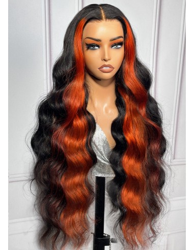 13x4 Lace Body Wave 1B/Ginger 200% Voorgesneden, pre-Léclairci, zonder lijm pas cher