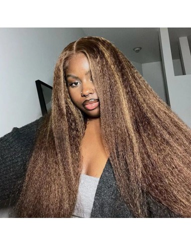 Yaki Straight Chanta Méché Blonde Wig zonder lijm met vooraf gekoppelde kant vous aussi creer 