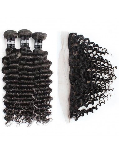 3 weaving packages + Deep Wave 13x4 front lace Faites des économies