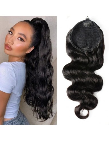 Schwarzer Pferdeschwanz Pferdeschwanz zum Remy Hair Body Wave Kordel français