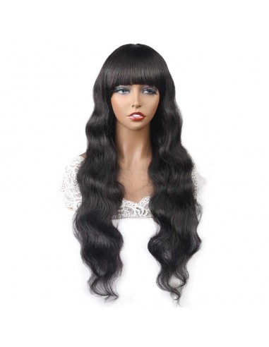 Natural wig with body wave dark brown pas cher chine