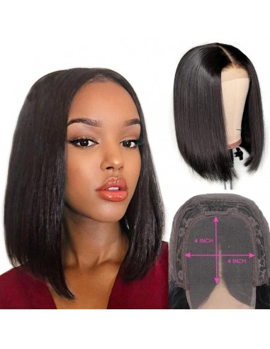 Bobo Wig Front Lace 4x4 "Raide Dark Brown pour bénéficier 